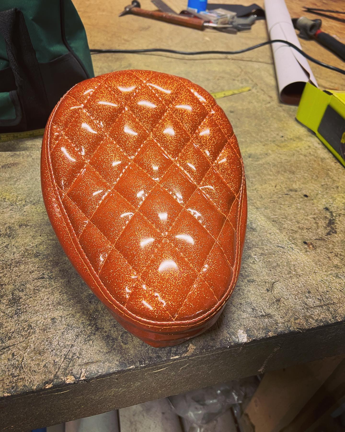 Custom leather motorcycle seat